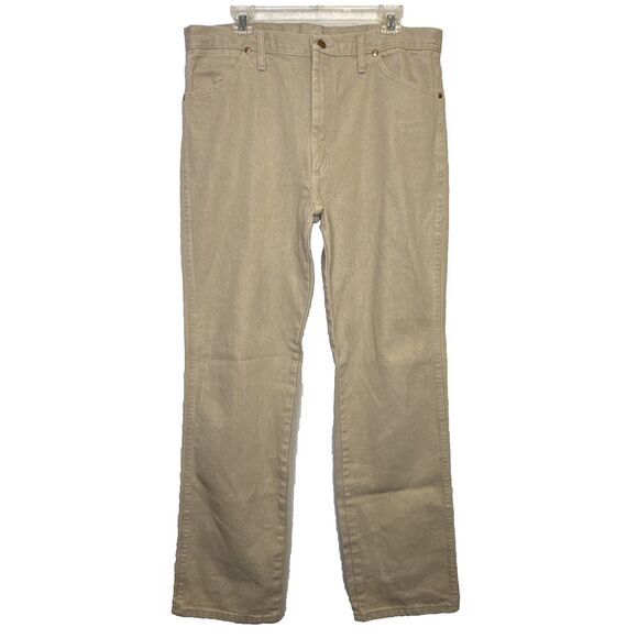 Wrangler Other - Wrangler Cowboy Cut Jeans Mens 36x34 Tan 936TAN Western Slim Fit Heavyweight Den